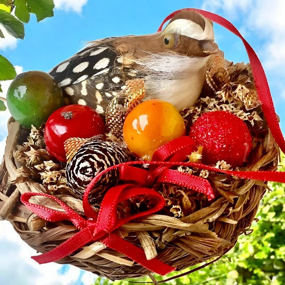 Christmas Ornament Bird in Nest with Eggs Hanging Springtime Easter